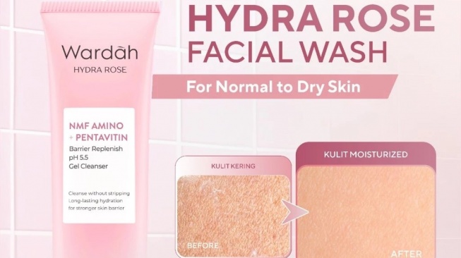 Wardah Hydra Rose Barrier Replenish pH 5.5 Gel Cleanser (Shopee)