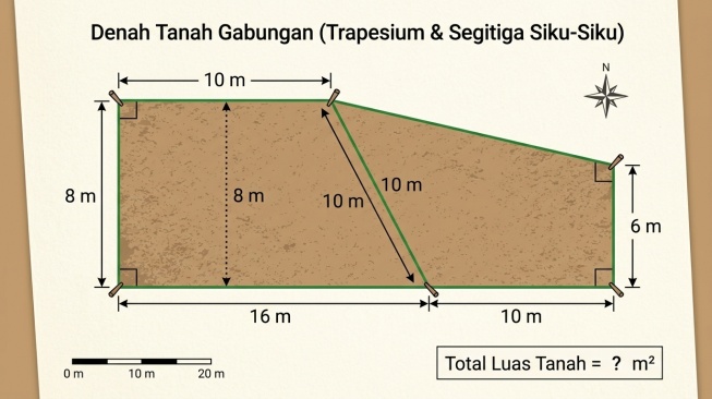 Contoh soal luas bangun gabungan. (AI)