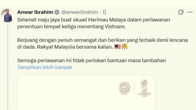 Polemik masa tambahan waktu laga Timnas Indonesia vs Bangladesh pada matchday terakhir grup A FIFA ASEAN Cup 2026 masih terus dipermasalahkan pihak Malaysia. [Tangkap layar X]