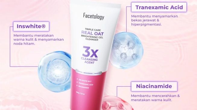 Facetology Triple Care Real Oat Brightening Gel Cleanser (Shopee)