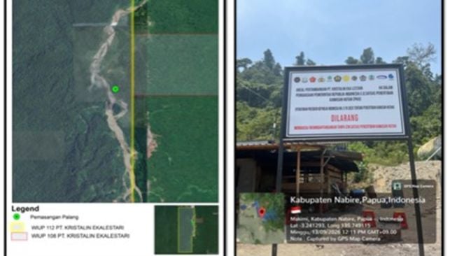 Plang Satgas PKH di area IUP PT KEL. [istimewa]