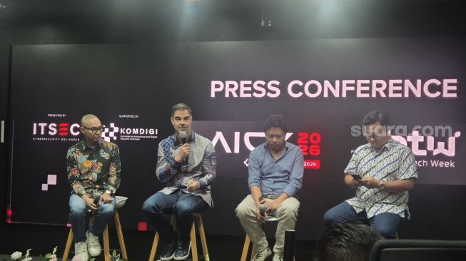 Jumpa pers persiapan pergelaran AICX 2026, Jakarta, Jumat (9/10/2026). [Suara.com/Dythia]
