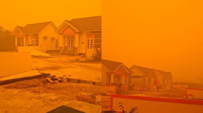 Viral Langit Palangka Raya Memerah Bak Pasca Ledakan Bom Nuklir Akibat Asap Tebal