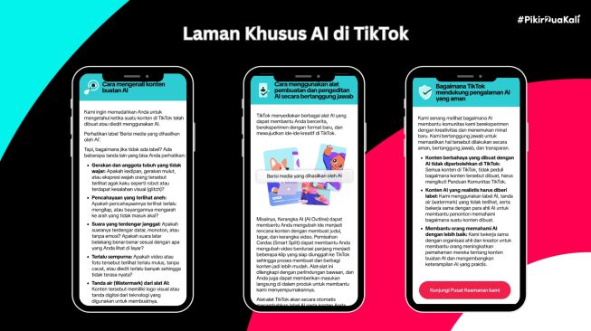 Tips bikin konten AI di media sosial TikTok biar lebih bijak. 
