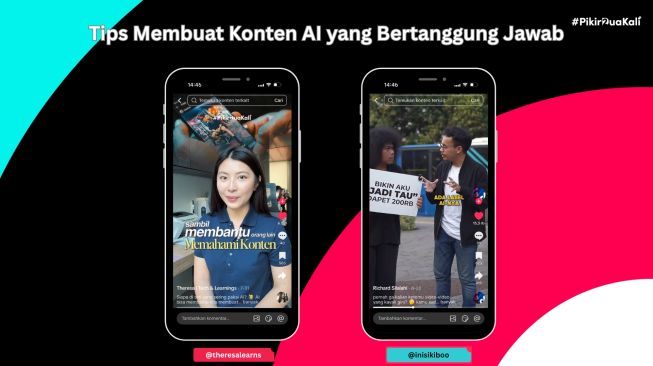 Tips bikin konten AI di media sosial TikTok biar lebih bijak. 