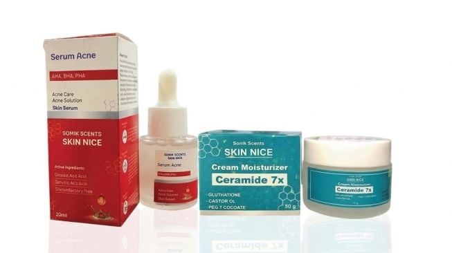 Sonik Scents Serum Acne AHA BHA PHA + Skin Nice Moisturizer Ceramide 7x