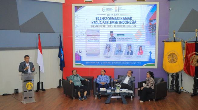 Suasana talkshow bedah buku yang digelar Sekretariat Jenderal DPD RI bekerja sama dengan FIA UI. (Dok. DPD RI)