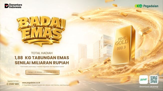 Kembali Gelar Program Badai Emas 2026, Pegadaian Hadiahi 1,88 Kilogram Emas untuk Nasabah