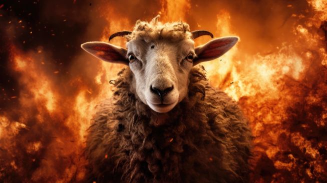 Ilustrasi shio Kambing Api. [Magnific]