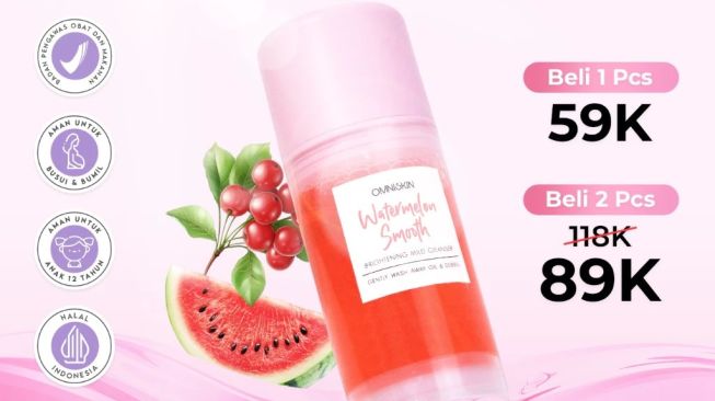 OMNISKIN Gel Cleanser Watermelon Smooth Whitening Mild Cleanser (Shopee)