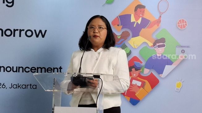 Head of Corporate Marketing Samsung Electronics Indonesia, Anggi Paramita dalam Samsung Solve for Tomorrow 2026 di Jakarta, Kamis (29/10/2026). [Suara.com/Rahma]