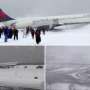 Pesawat Delta MD-88 Tergelincir di Landasan Bersalju