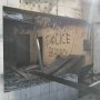 Pos Polisi Sabang Habis Dibakar Pendemo 22 mei, Ada Coretan "Biadab"