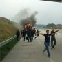 Bus Polisi Rombongan HUT Bhayangkara Terbakar di Tol Bocimi Bogor