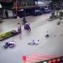 Gara-gara Pemotor Asal Nyeberang, Pemotor Lain Jatuh Berjamaah
