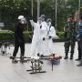 Jalan Protokol SCBD hingga Patung Pemuda Disemprot Disinfektan Pakai Drone