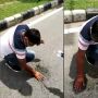 Kepergok Meludah Sembarangan, Pemotor Ini Dihukum Bersihkan Jalanan