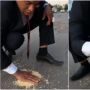 Aksi Nyeleneh Orang Tambal Jalan Pakai Mie, Tahan Dilindas Mobil?