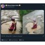 Perempuan Mandi di Kubangan Jalan Rusak Kembali Viral! Warganet: Sarkastik!