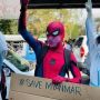 Aksi Protes di Myanmar Masuk Hari Ke-8, Spiderman Ikut Turun ke Jalan