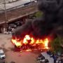 Asap Pekat Membumbung Tinggi, Bus di Pademangan Ludes Terbakar
