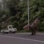 Mendadak Muncul Dinosaurus di Jalan Tembus Tawangmangu, Warga Auto Panik!