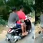 Bocil Penunggang Scoopy Berulah, Motor Terbang Tabrak Rekannya