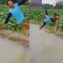 Viral! Kecewa Ladang Terendam Banjir, Petani Nekat Salto ke Dalam Genangan Air