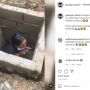 Viral Takut Divaksin, Ibu Ini Sembunyi Sembari Merokok di Dalam Selokan