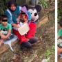 Momen Haru Ibu Badut Berteduh Sambil Suapi 2 Anak, Balita yang Digendong Kedinginan