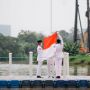 Upacara Bendera Peringati Hari Sumpah Pemuda di Tengah Sungai Cisadane