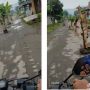 Jalan Rusak Dipasang Pohon Pisang, Pemotor Ini Malah Unjuk Kebolehan