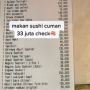 Makan Sushi Habis Rp 33 Juta, Warganet: Harganya Sudah Kayak Modal Nikah