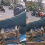 Tahan Panas di Lampu Merah, Emak-Emak Pangku Pemanggang Sate dengan Api Menyala