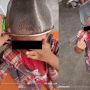 Kasihan tapi Kocak, Viral Bocah Kepalanya Tersangkut Saringan Makanan