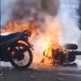 Tak Terima Ditilang, Pemotor Nekat Bakar Motornya Sendiri di Depan Pos Polisi