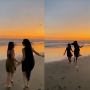 Kocak! 2 Cewek Lagi Bikin Video Lari-lari Cantik Berlatar Langit Senja di Pantai, Eh Mendadak Ada 'Iklan' Lewat