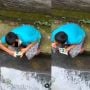 Masih Bulan Puasa, Begini Momen Kocak Pemuda Terciduk Diam-diam Makan Jajan di Dekat Selokan