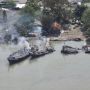 Potret dari Udara Deretan Bangkai Kapal Nelayan Terbakar di Cilacap