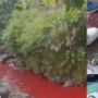 Viral, Air Sungai Cimeta di Desa Tagog Apu Bandung Berwarna Merah Darah