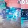 Ramai Video Pengendara Sepeda Motor Jatuh Diduga karena Tergelincir, Tubuhnya Nyaris Tergilas Truk Kontainer
