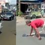 Gara-Gara Hendak Ambil Kaus Gratis yang Dibagikan Presiden, Warga Nyaris Tertabrak Mobil Iring-iringan Jokowi di Jalan