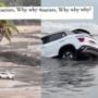 Turis Nekat Bawa Mobil ke Pantai di Bali, Endingnya Malah Nyungsep