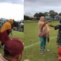 Emak-emak Nonton Sepak Bola di Lapangan, Berakhir Berantem sampai Dilerai Tentara, Publik: Enggak Ada Lawan
