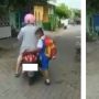 Kocak! Gegara Tepuk Jok Motor sebelum Naik, Bocah Ini Malah Ditinggal Emaknya ke Sekolah