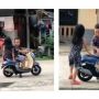 Romantis Sejak Dini, Aksi Bocil Bonceng Wanita Naik Honda Scoopy Bikin Publik Klepek-Klepek