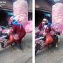 Viral Emak-emak Jualan Kerupuk Pakai Moge, Stiker Hello Kitty Bikin Motor Garang Berubah Jadi Unyu