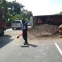 Terjadi Kemacetan Lalu-Lintas Arah Gerbang Tol Banyumanik Semarang, Penyebabnya Truk Pasir Terguling