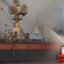 Kapal Terbakar di Pelabuhan Tanjung Perak Surabaya