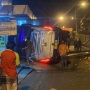 Supir Diduga Hilang Konsentrasi, Bus Terguling di Jembatan Layang Janti Sleman
